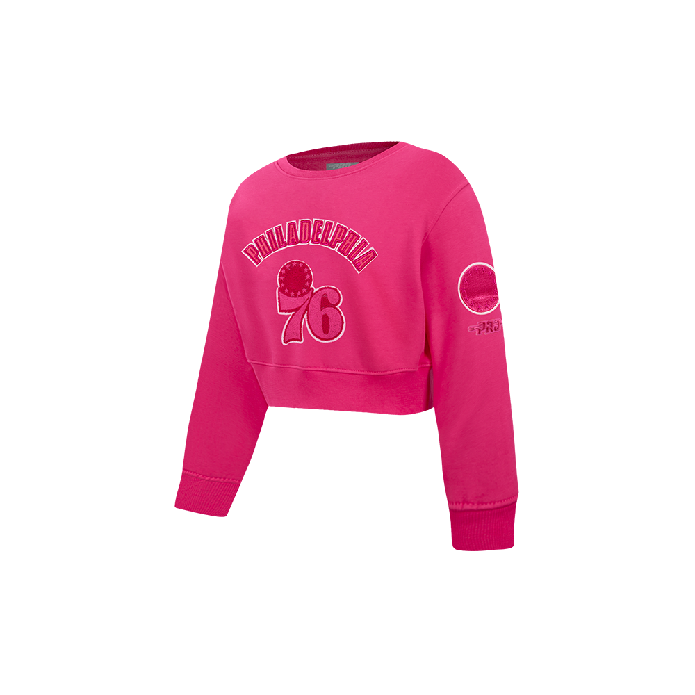 NBA PHILADELPHIA 76ERS TRIPLE PINK TODDLER GIRLS FLEECE CREWNECK (BEETROOT PURPLE) - Image 2