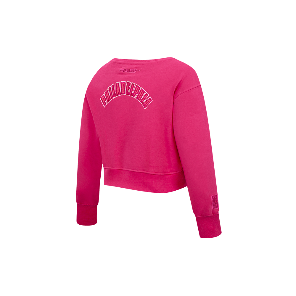 NBA PHILADELPHIA 76ERS TRIPLE PINK TODDLER GIRLS FLEECE CREWNECK (BEETROOT PURPLE) - Image 4