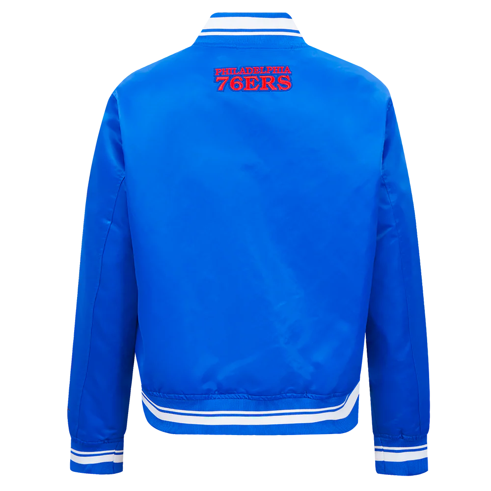 NBA PHILADELPHIA 76ers SCRIPT TAIL WOMEN'S SATIN JACKET (ROYAL BLUE) - Image 10