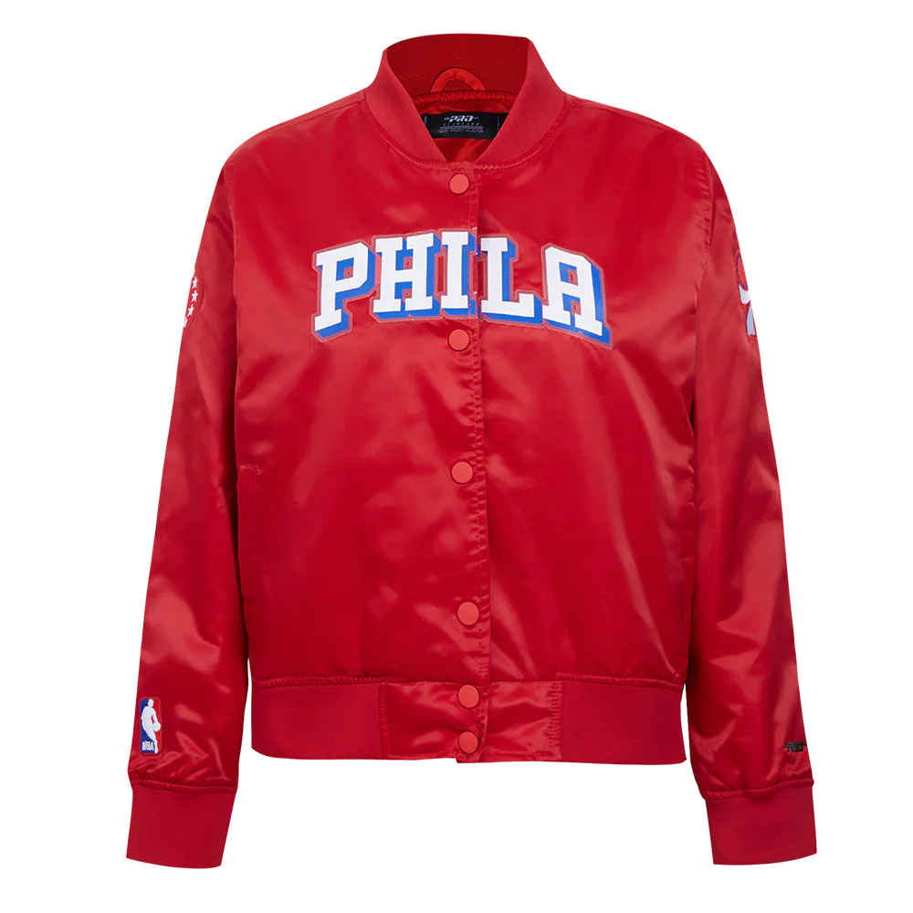 NBA PHILADELPHIA 76ERS CLASSIC WOMEN'S SATIN JACKET (RED)