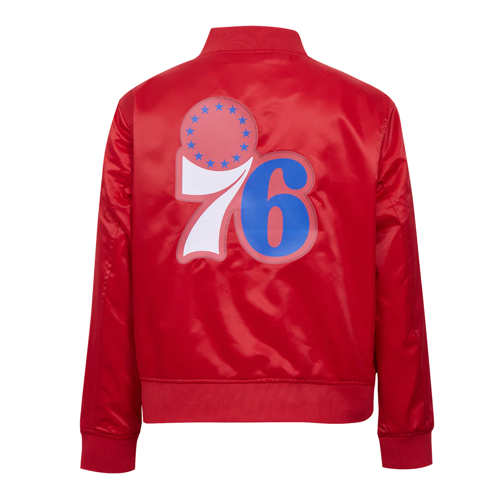 NBA PHILADELPHIA 76ERS CLASSIC WOMEN'S SATIN JACKET (RED) - Image 3