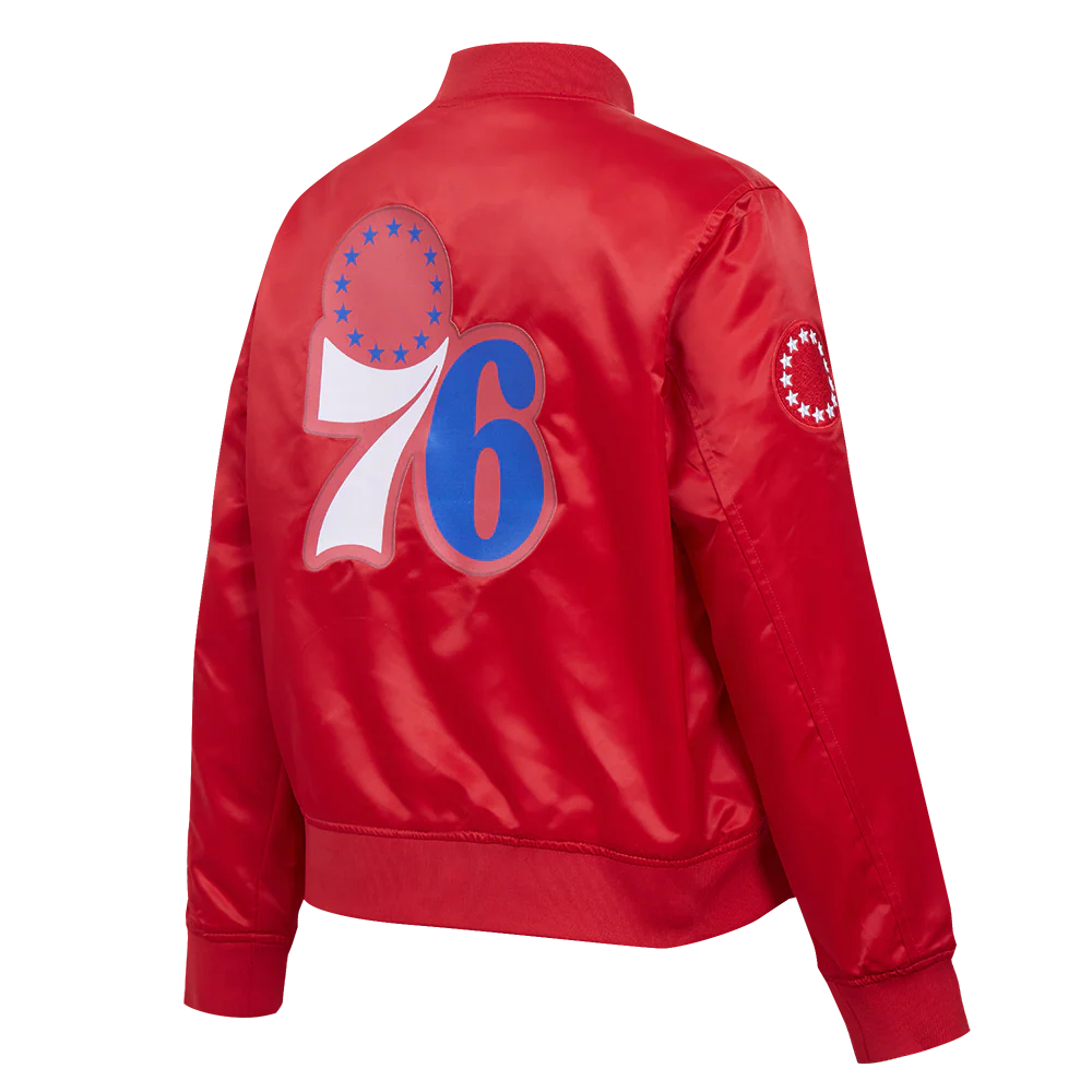 NBA PHILADELPHIA 76ERS CLASSIC WOMEN'S SATIN JACKET (RED) - Image 4