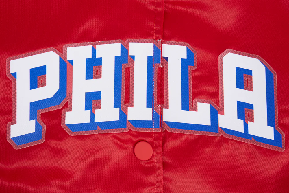 NBA PHILADELPHIA 76ERS CLASSIC WOMEN'S SATIN JACKET (RED) - Image 5