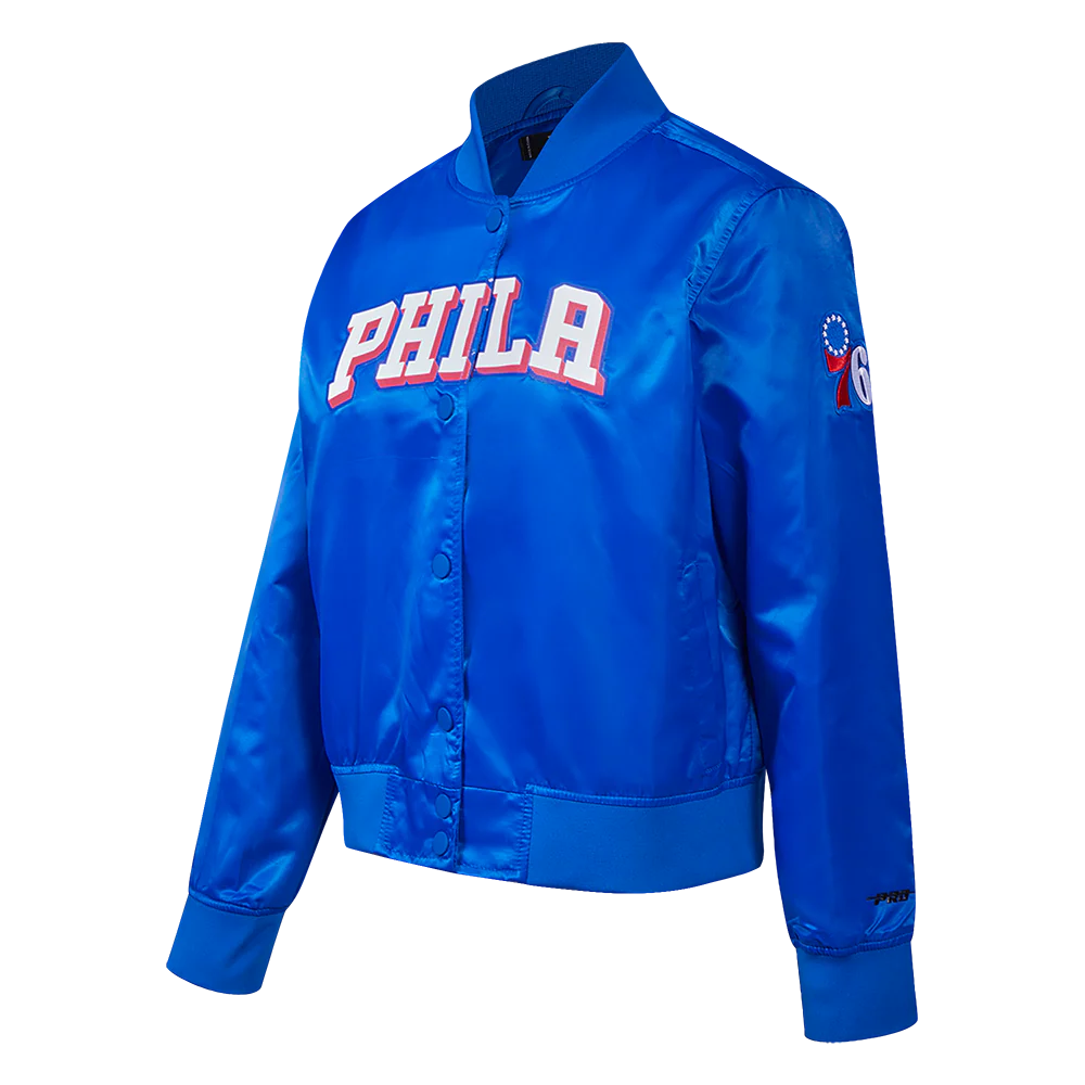NBA PHILADELPHIA 76ERS CLASSIC WOMEN'S SATIN JACKET (ROYAL BLUE) - Image 2