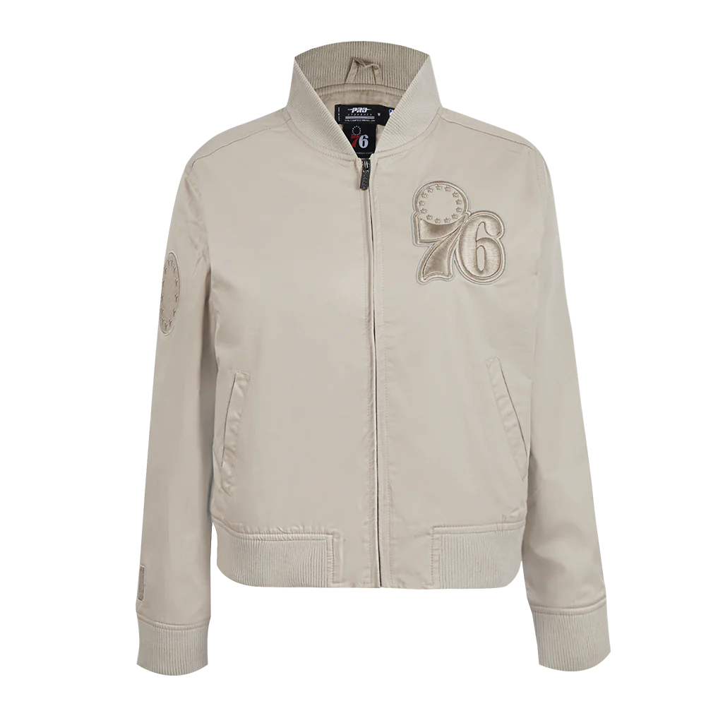 NBA PHILADELPHIA 76ERS NEURAL WOMEN'S TWILL JACKET (TAUPE)