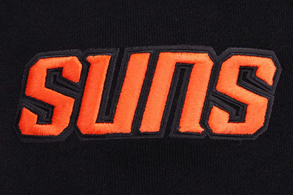 NBA PHOENIX SUNS SCRIPT TAIL MEN'S RIB FLEECE PULLOVER HOODIE (BLACK/ORANGE) - Image 8