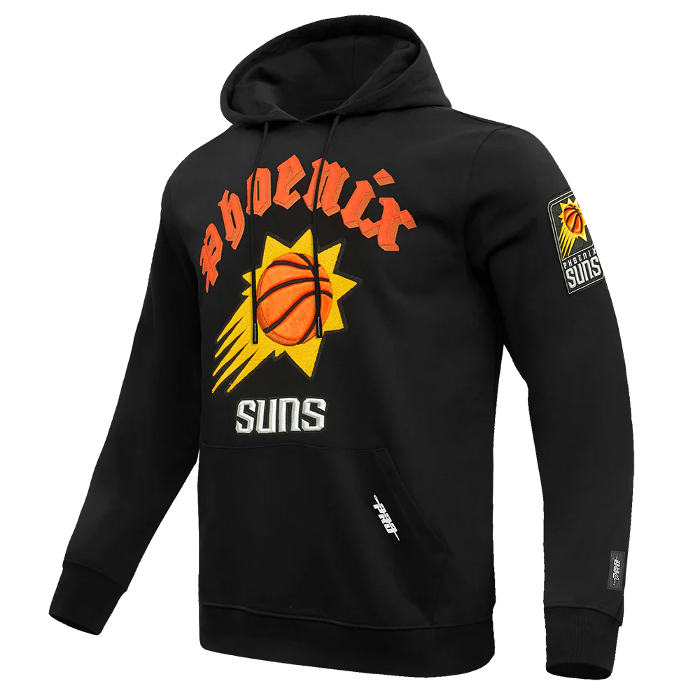 NBA PHOENIX SUNS OLD ENGLISH MEN'S PULLOVER HOODIE (BLACK) - Image 2