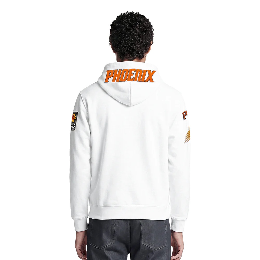 NBA PHOENIX SUNS CLASSIC CHENILLE MEN'S FULL ZIP PULLOVER HOODIE (WHITE) - Image 2