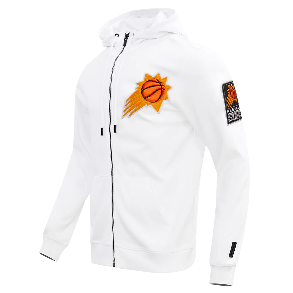 NBA PHOENIX SUNS CLASSIC CHENILLE MEN'S FULL ZIP PULLOVER HOODIE (WHITE) - Image 4