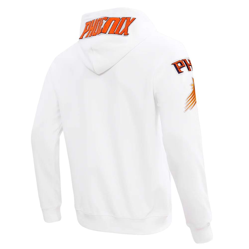 NBA PHOENIX SUNS CLASSIC CHENILLE MEN'S FULL ZIP PULLOVER HOODIE (WHITE) - Image 5