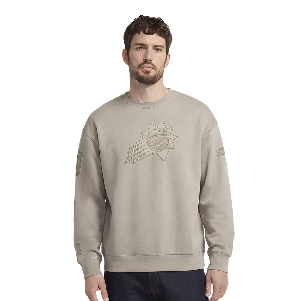 NBA PHOENIX SUNS NEUTRAL DROP SHOULDER FLEECE CREWNECK (TAUPE)