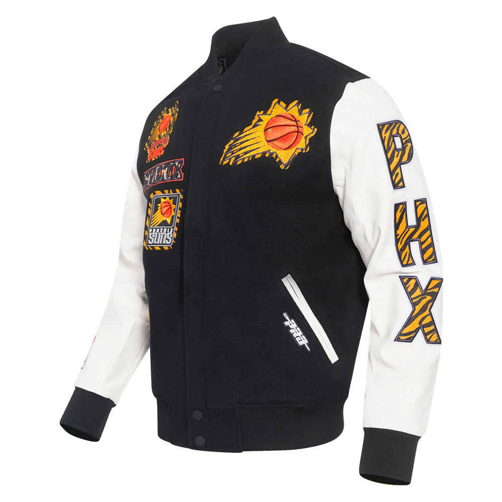 NBA PHOENIX SUNS ANIMAL PRINT MEN'S WOOL VARSITY JACKET (BLACK/WHITE M60030) - Image 2