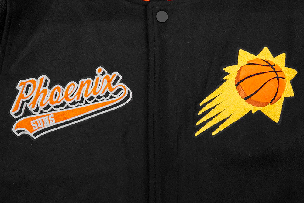 NBA PHOENIX SUNS SCRIPT TAIL MEN'S RIB WOOL VARSITY (BLACK/ORANGE) - Image 5
