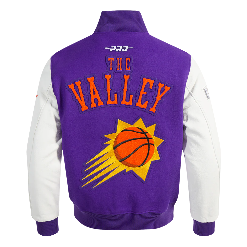 NBA PHOENIX SUNS CITY EDITION 24-25 MEN'S WOOL VARSITY JACKET (PURPLE/WHITE) - Image 3