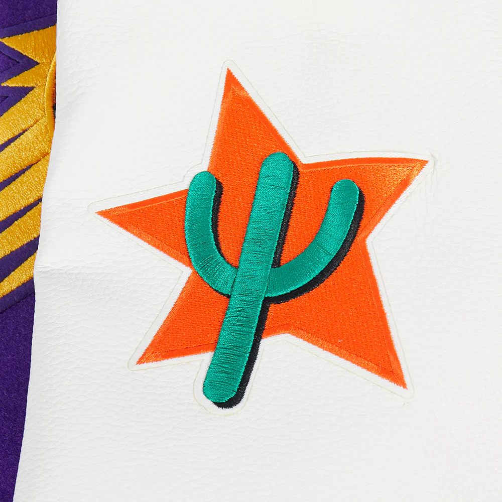 NBA PHOENIX SUNS CITY EDITION 24-25 MEN'S WOOL VARSITY JACKET (PURPLE/WHITE) - Image 9