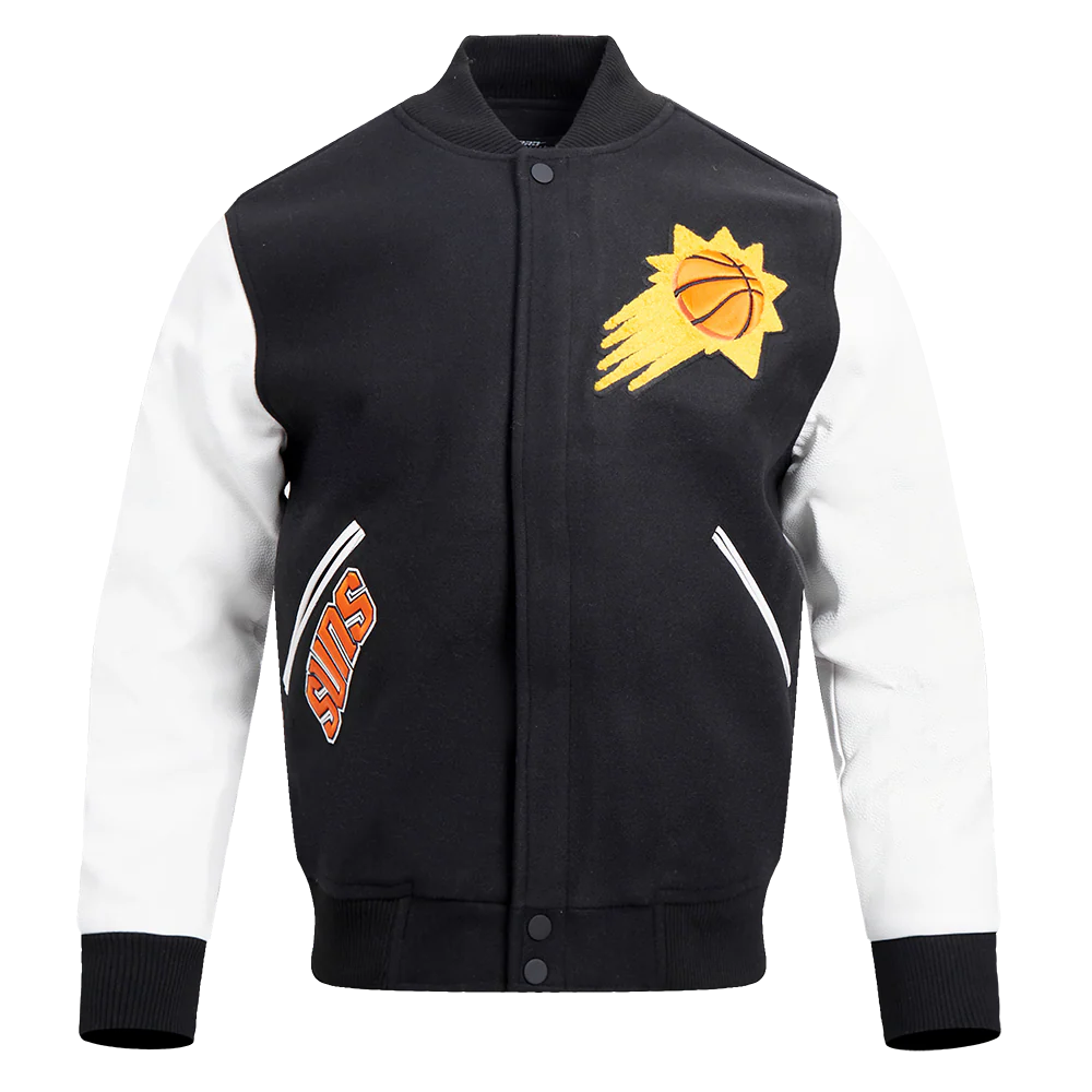 NBA PHOENIX SUNS CLASSIC WOOL MEN'S VARSITY JACKET (BLACK/WHITE)