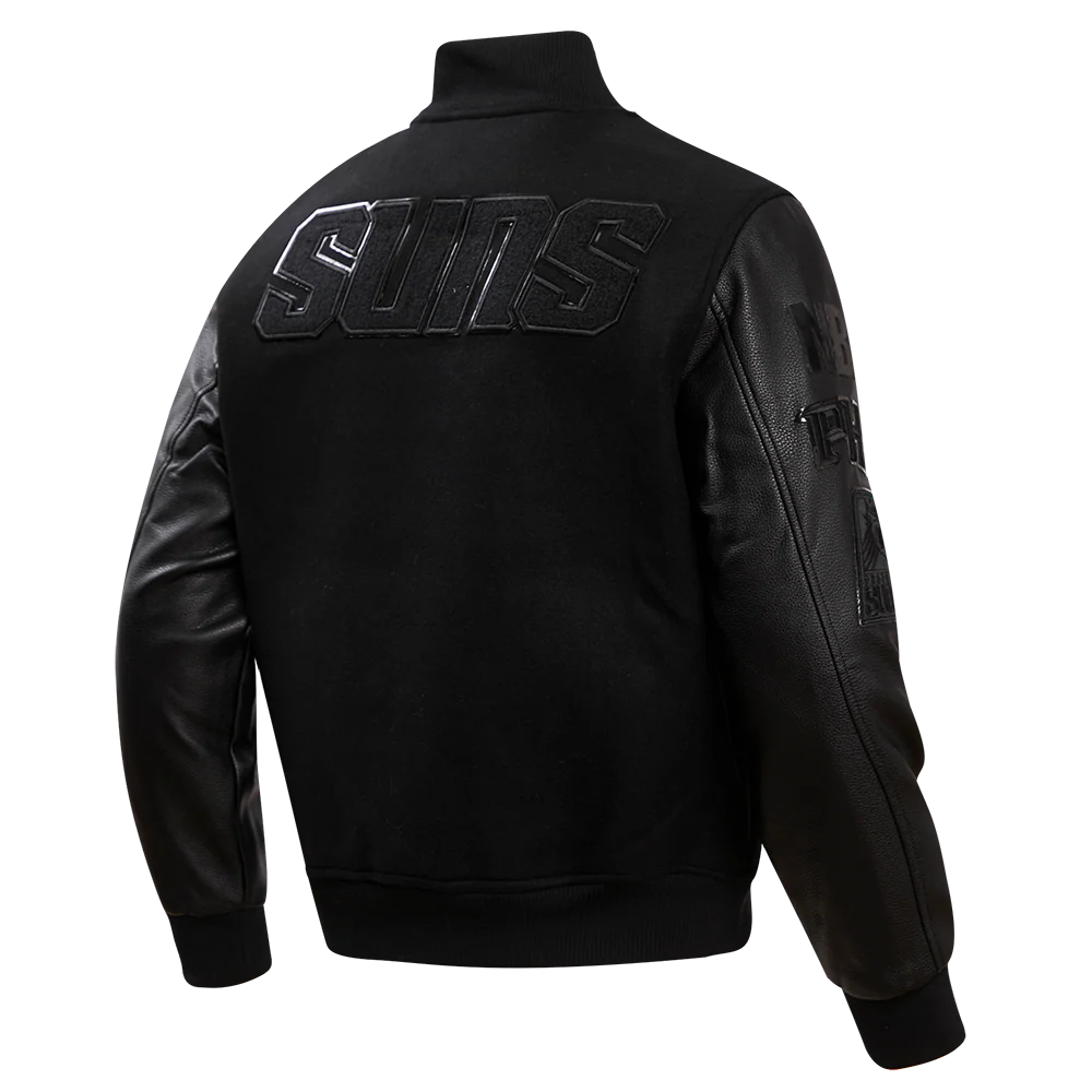 NBA PHOENIX SUNS TRIPLE BLACK MEN'S VARSITY JACKET (TRIPLE BLACK) - Image 3