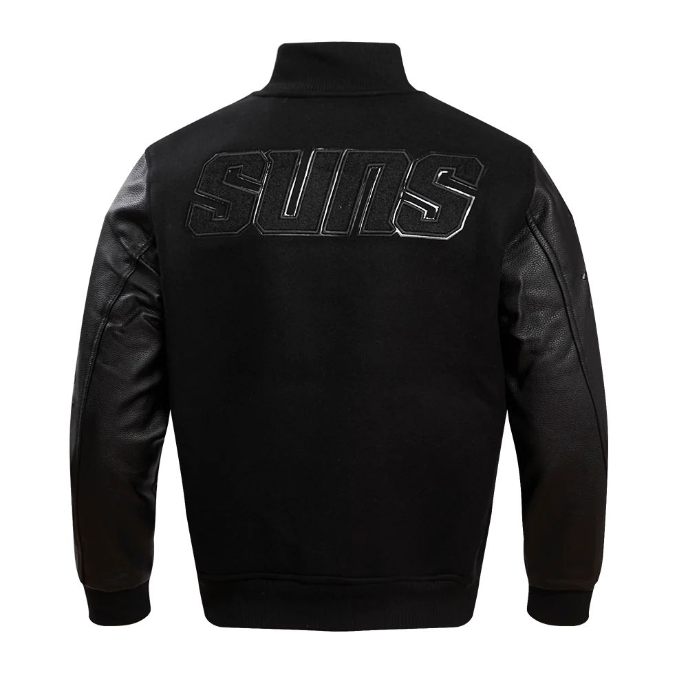 NBA PHOENIX SUNS TRIPLE BLACK MEN'S VARSITY JACKET (TRIPLE BLACK) - Image 4