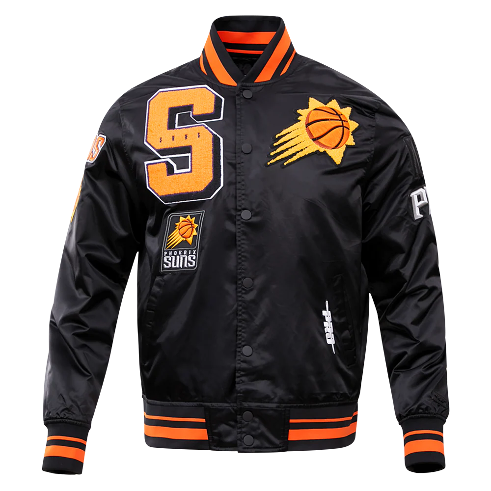 NBA PHOENIX SUNS MASHUP MEN'S RIB SATIN JACKET (BLACK)