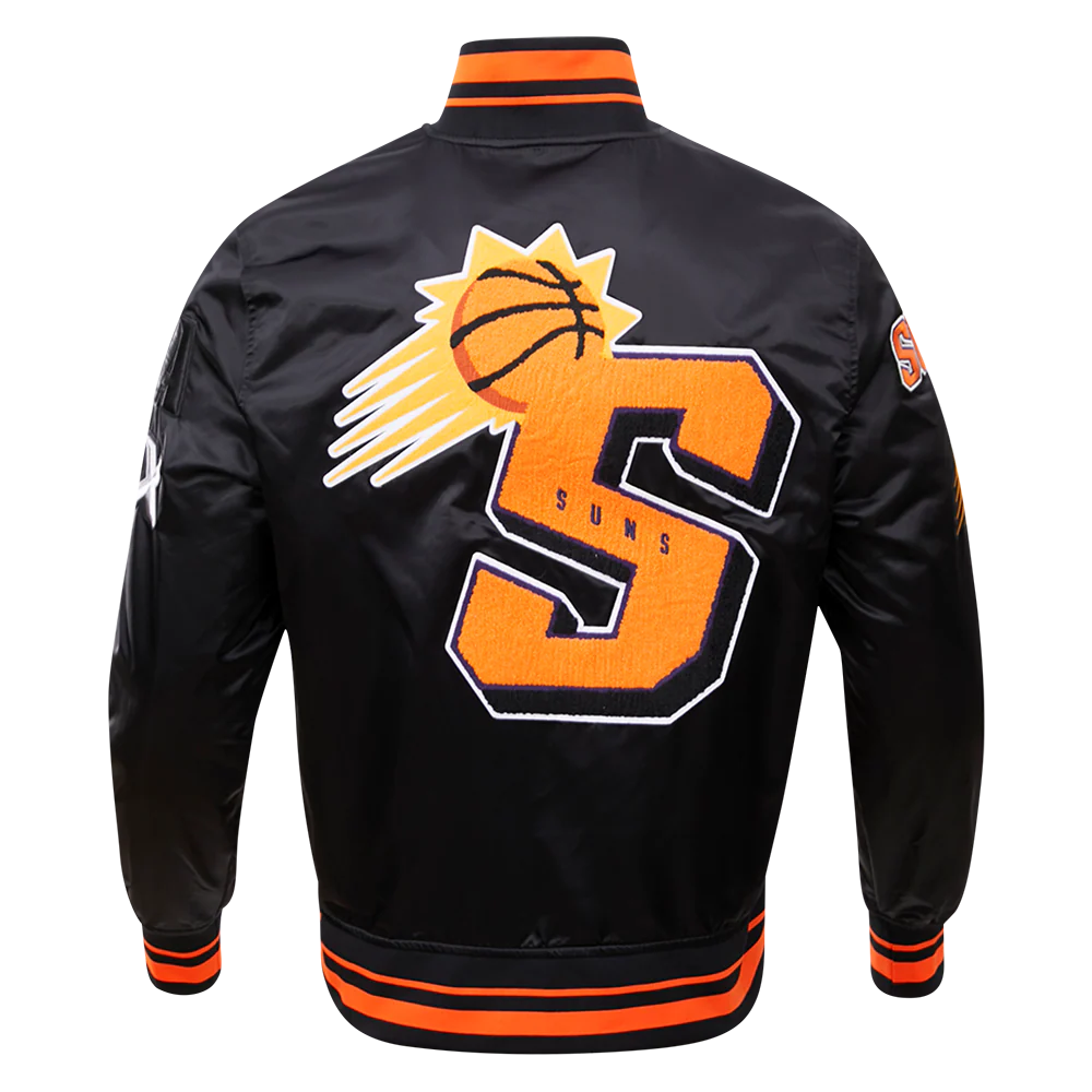 NBA PHOENIX SUNS MASHUP MEN'S RIB SATIN JACKET (BLACK) - Image 3