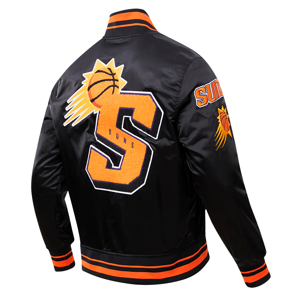 NBA PHOENIX SUNS MASHUP MEN'S RIB SATIN JACKET (BLACK) - Image 4