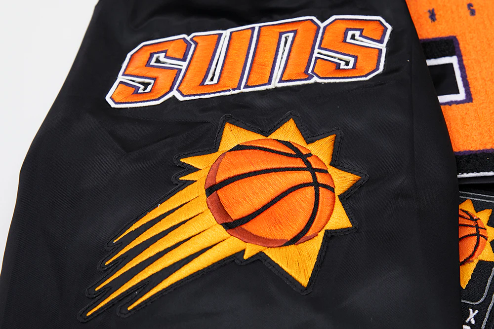 NBA PHOENIX SUNS MASHUP MEN'S RIB SATIN JACKET (BLACK) - Image 6