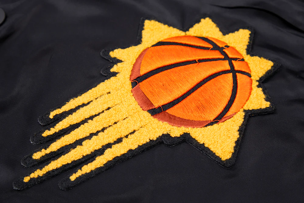 NBA PHOENIX SUNS MASHUP MEN'S RIB SATIN JACKET (BLACK) - Image 7