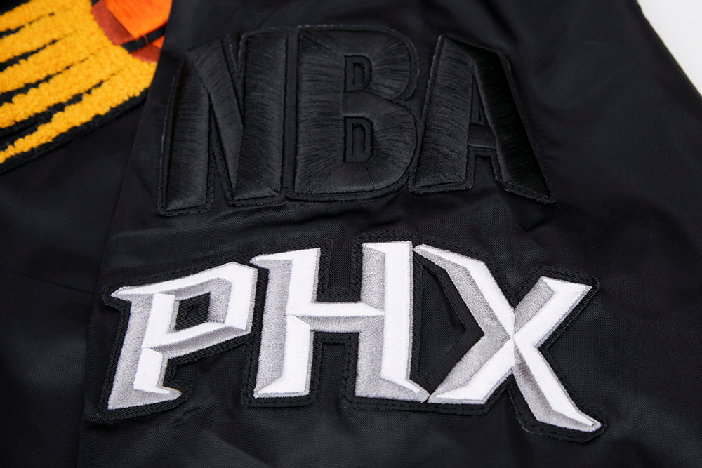 NBA PHOENIX SUNS MASHUP MEN'S RIB SATIN JACKET (BLACK) - Image 8
