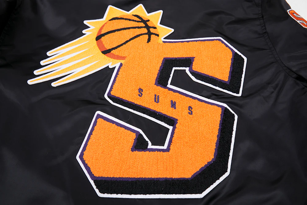 NBA PHOENIX SUNS MASHUP MEN'S RIB SATIN JACKET (BLACK) - Image 9
