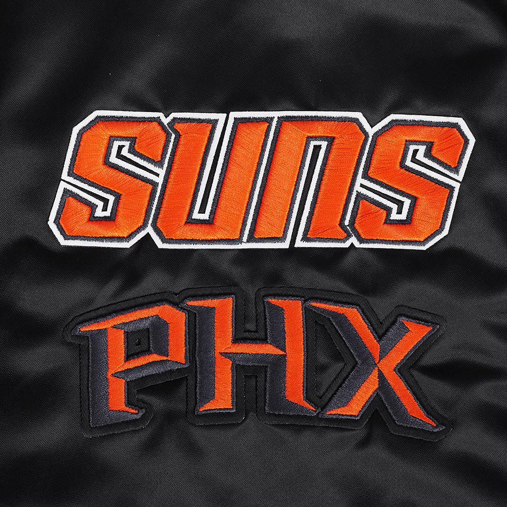 NBA PHOENIX SUNS RETRO CLASSIC MEN'S RIB SATIN JACKET (BLACK/ORANGE) - Image 6