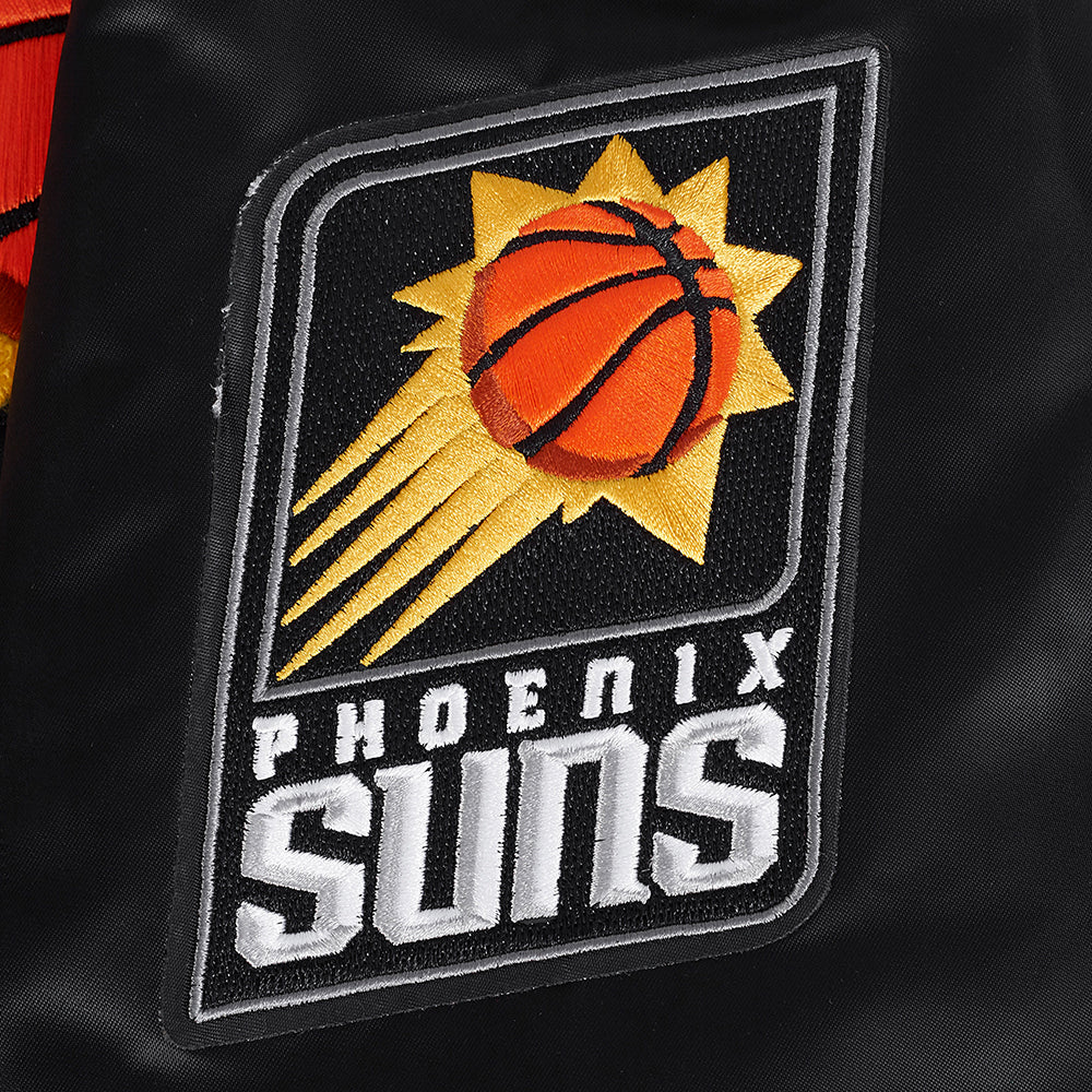 NBA PHOENIX SUNS RETRO CLASSIC MEN'S RIB SATIN JACKET (BLACK/ORANGE) - Image 8