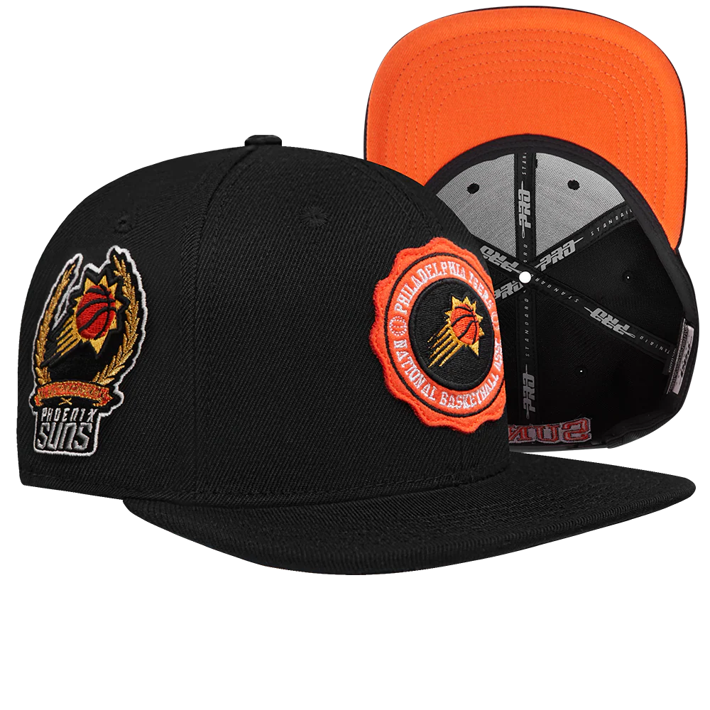 NBA PHOENIX SUNS CREST EMBLEM WOOL SNAPBACK HAT (BLACK) - Image 8
