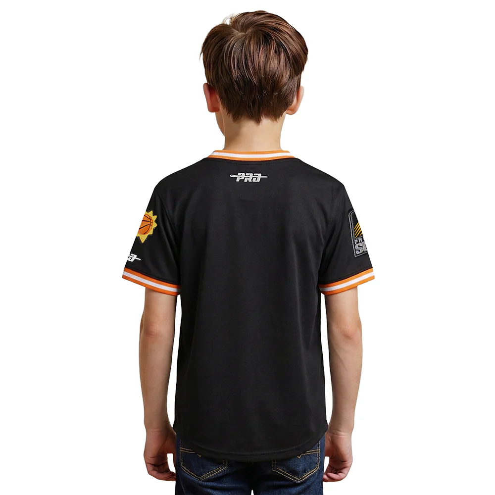 NBA PHOENIX SUNS CLASSIC BIG BOYS SHORT SLEEVE STRIPED RIB TEE (BLACK/ORANGE) - Image 2
