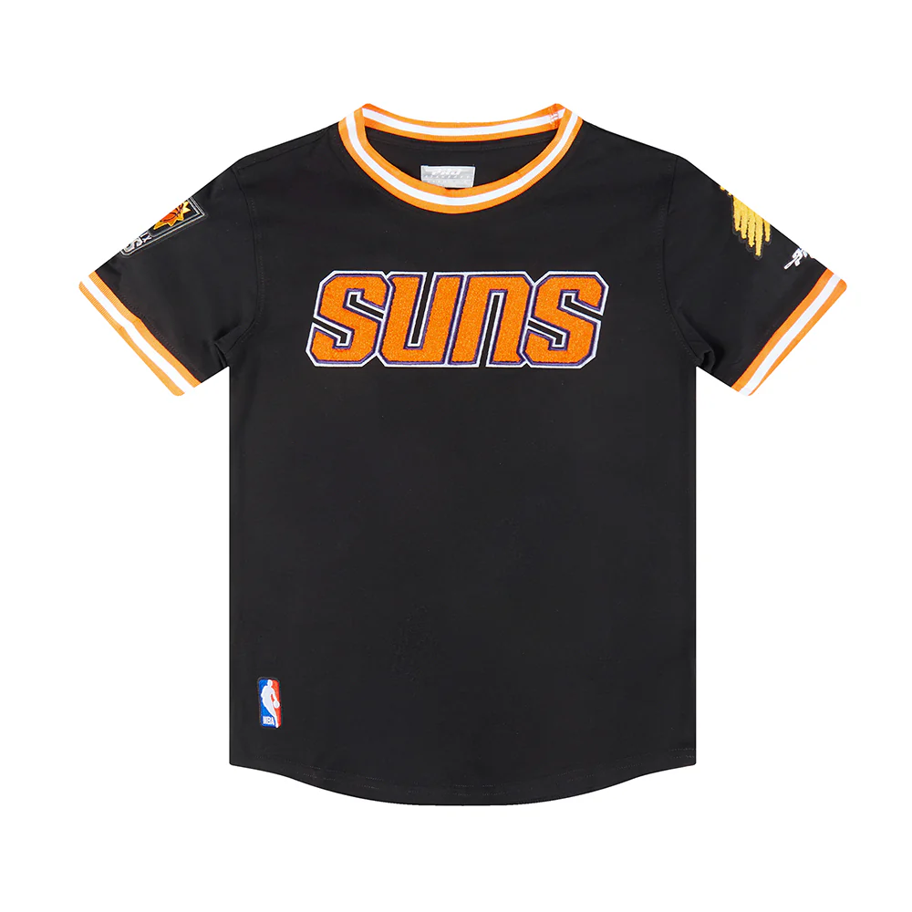 NBA PHOENIX SUNS CLASSIC BIG BOYS SHORT SLEEVE STRIPED RIB TEE (BLACK/ORANGE) - Image 3