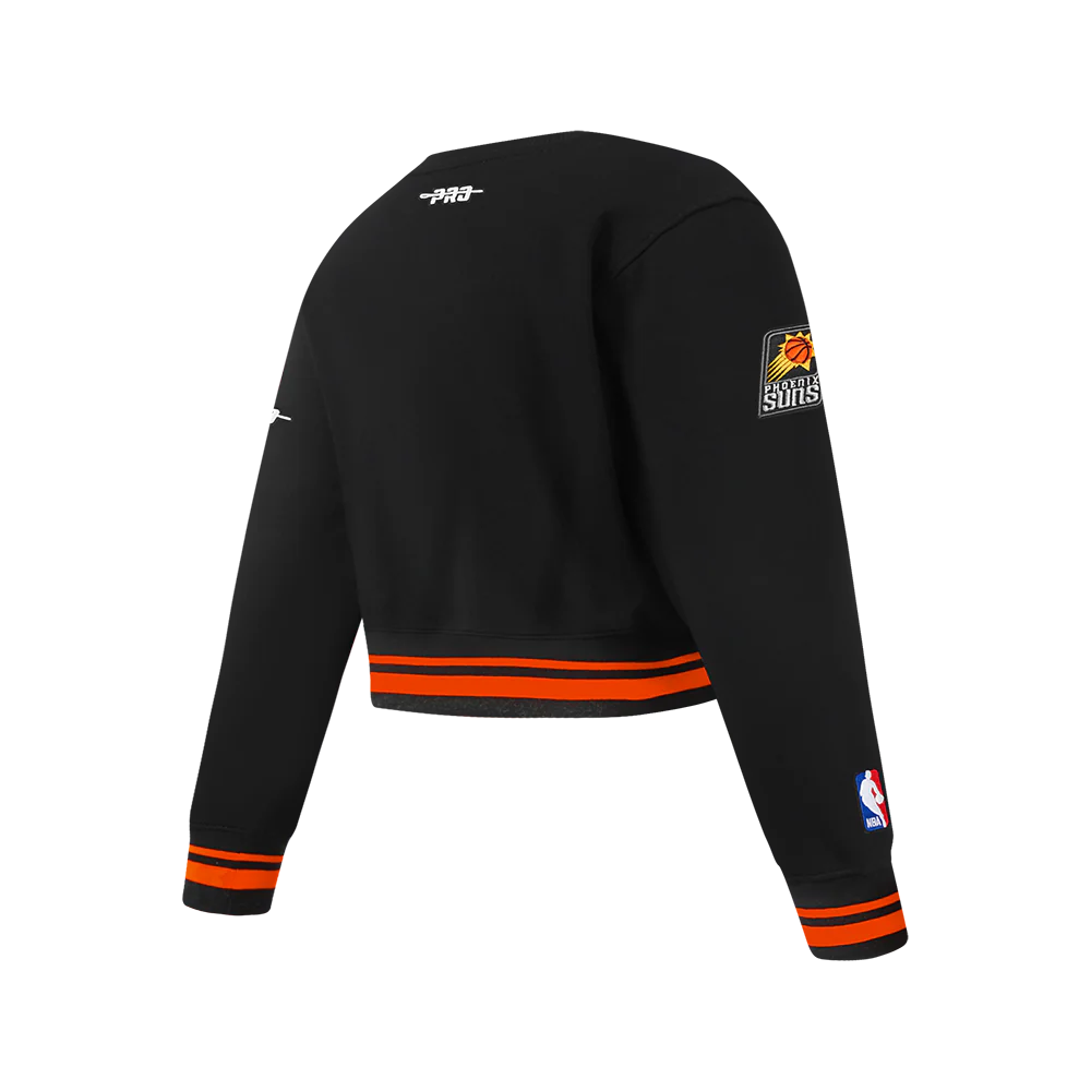 NBA PHOENIX SUNS RETRO CLASSIC BIG GIRLS RIB FLEECE CREWNECK (BLACK/ORANGE) - Image 4