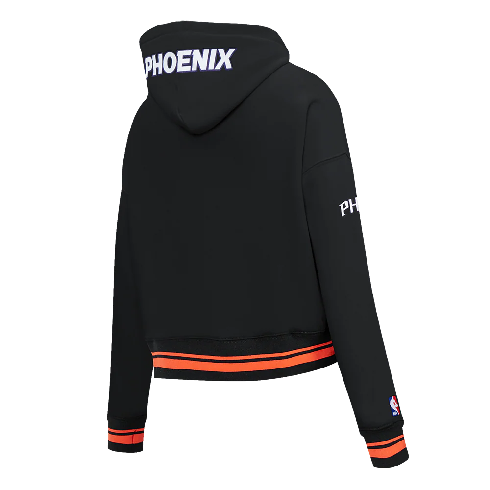 NBA PHOENIX SUNS CITY EDITION 25-26 WOMEN'S RIB FLC CROPPED PO HOODIE (BLACK/ORANGE) - Image 4