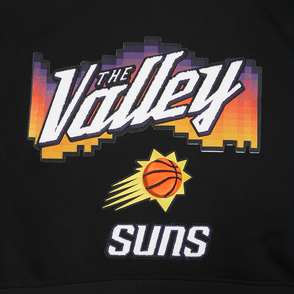 NBA PHOENIX SUNS CITY EDITION 25-26 WOMEN'S RIB FLC CROPPED PO HOODIE (BLACK/ORANGE) - Image 5