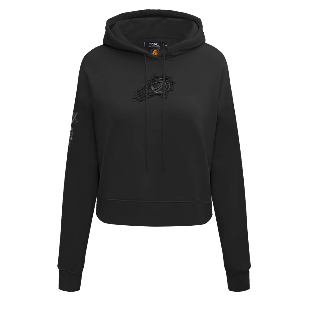 NBA PHOENIX SUNS TRIPLE BLACK WOMEN'S CROPPED PULLOVER HOODIE (TRIPLE BLACK)