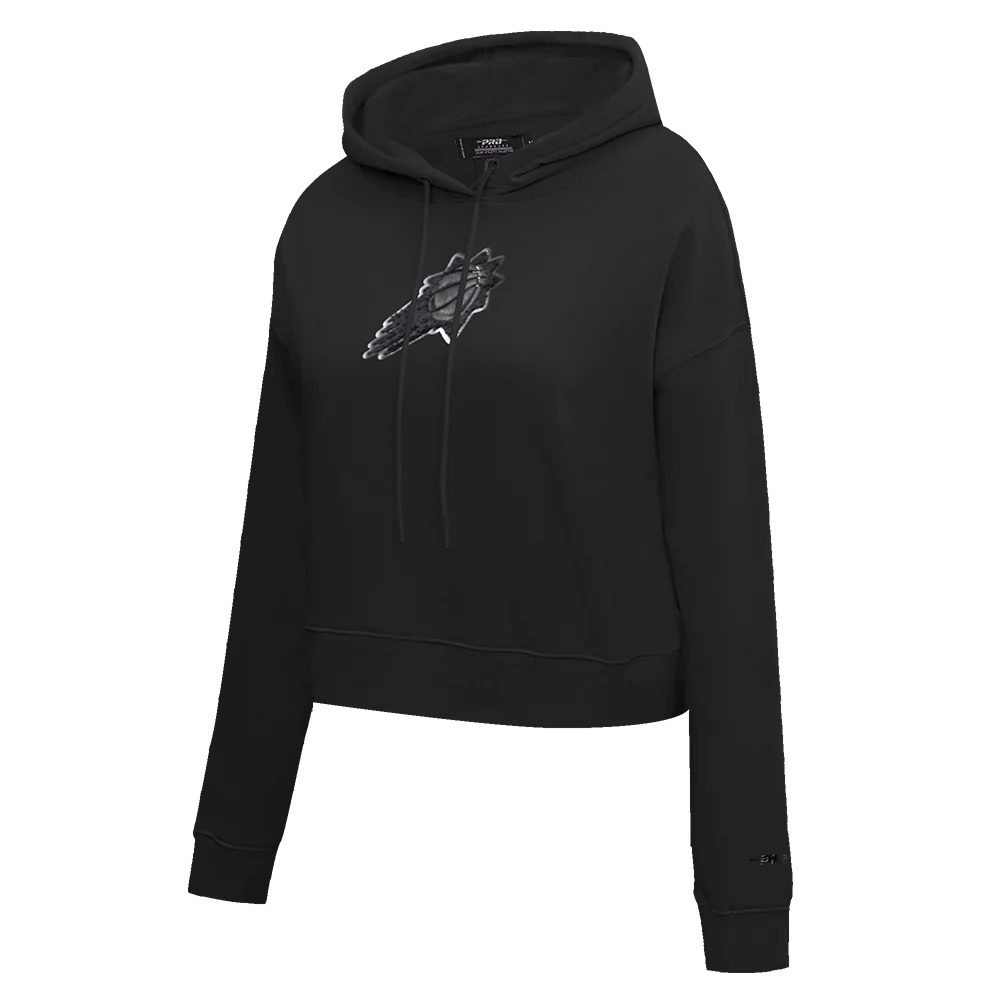 NBA PHOENIX SUNS TRIPLE BLACK WOMEN'S CROPPED PULLOVER HOODIE (TRIPLE BLACK) - Image 2