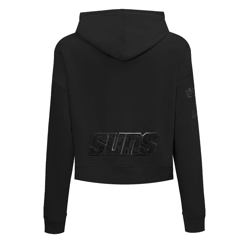 NBA PHOENIX SUNS TRIPLE BLACK WOMEN'S CROPPED PULLOVER HOODIE (TRIPLE BLACK) - Image 4