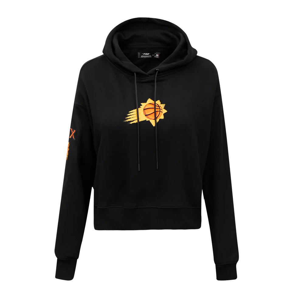 NBA PHOENIX SUNS CLASSIC WOMEN'S CROPPED PULLOVER HOODIE (BLACK)