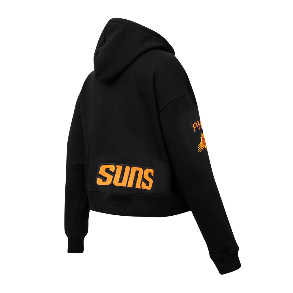 NBA PHOENIX SUNS CLASSIC WOMEN'S CROPPED PULLOVER HOODIE (BLACK) - Image 2