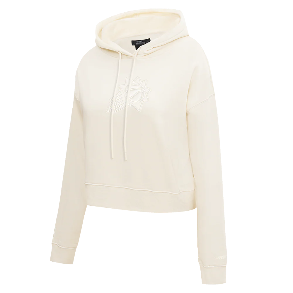 NBA PHOENIX SUNS NEUTRAL WOMEN'S CROPPED PULLOVER HOODIE (EGGSHELL) - Image 2