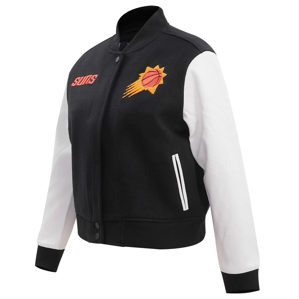 NBA PHOENIX SUNS CLASSIC WOOL WOMEN'S VARSITY JACKET (BLACK/WHITE) - Image 2