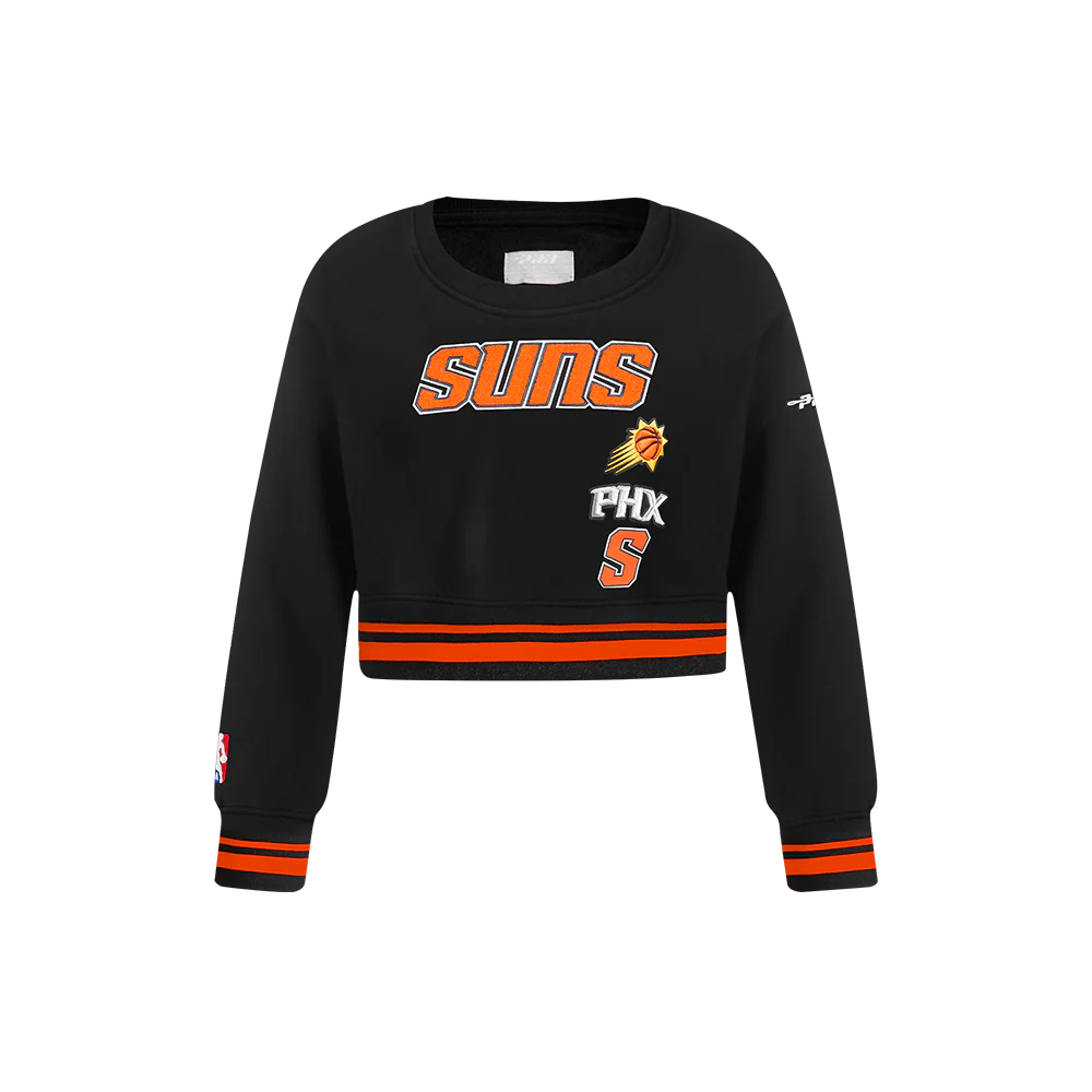 NBA PHOENIX SUNS RETRO CLASSIC LITTLE GIRLS RIB FLEECE CREWNECK (BLACK/ORANGE)