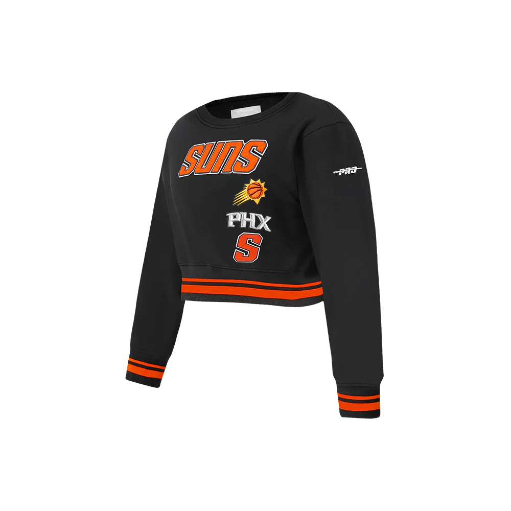 NBA PHOENIX SUNS RETRO CLASSIC LITTLE GIRLS RIB FLEECE CREWNECK (BLACK/ORANGE) - Image 2