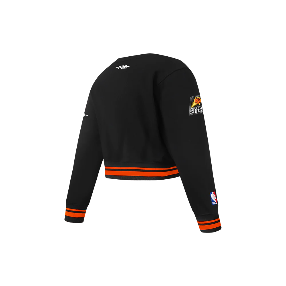 NBA PHOENIX SUNS RETRO CLASSIC LITTLE GIRLS RIB FLEECE CREWNECK (BLACK/ORANGE) - Image 4