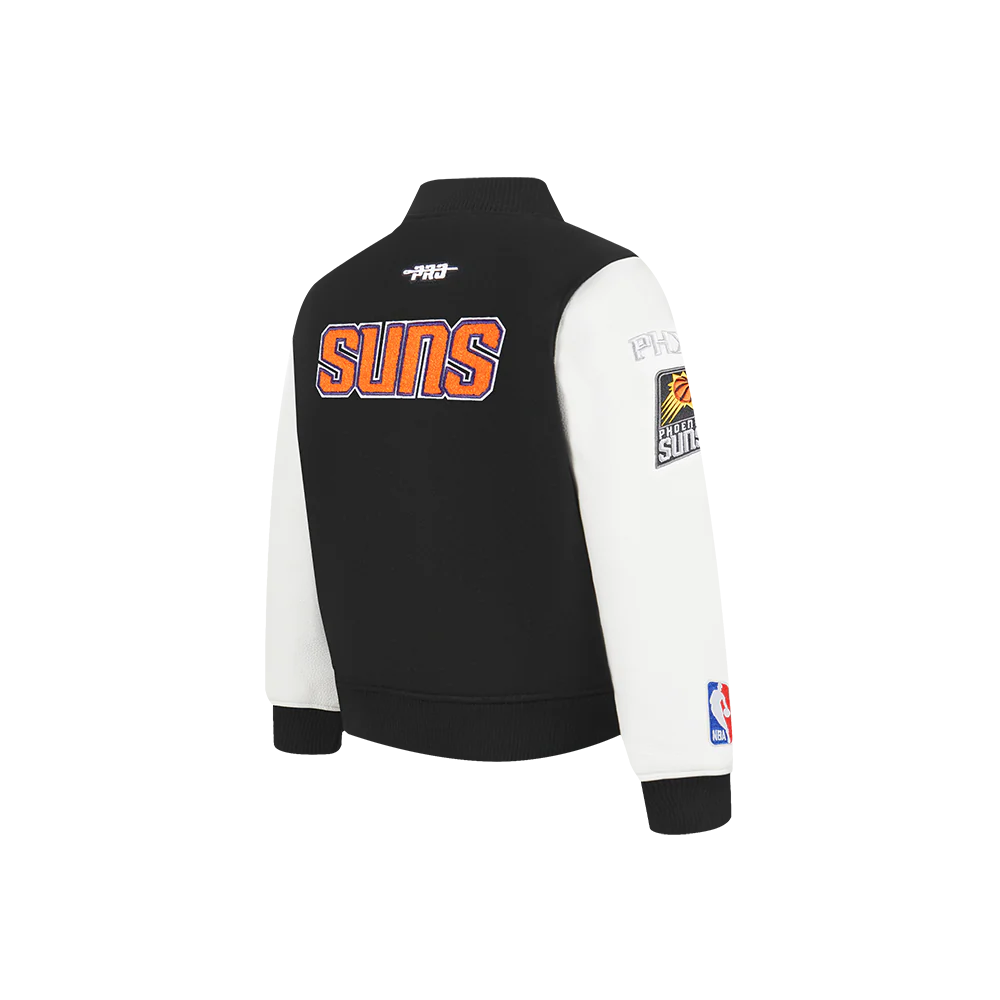 NBA PHOENIX SUNS CLASSIC TODDLER BOYS WOOL VARSITY JACKET (BLACK/WHITE) - Image 4