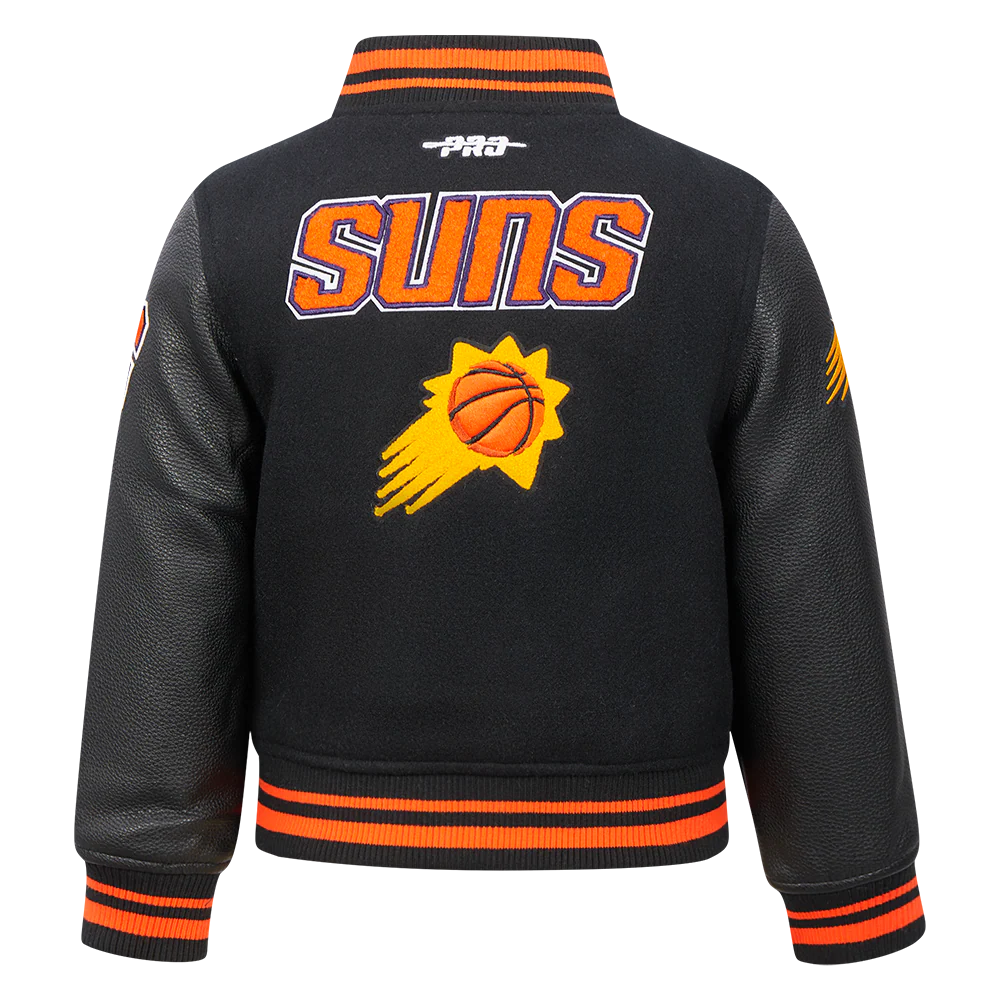 NBA PHOENIX SUNS RETRO CLASSIC TODDLER BOYS RIB WOOL VARSITY JACKET (BLACK/ORANGE) - Image 3