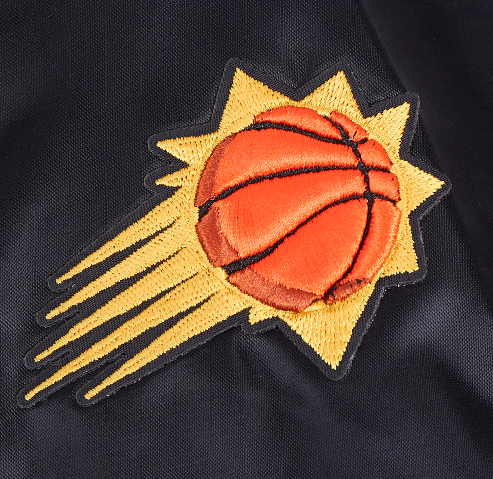 NBA PHOENIX SUNS SCRIPT TAIL WOMEN'S SATIN JACKET (BLACK/ORANGE) - Image 6